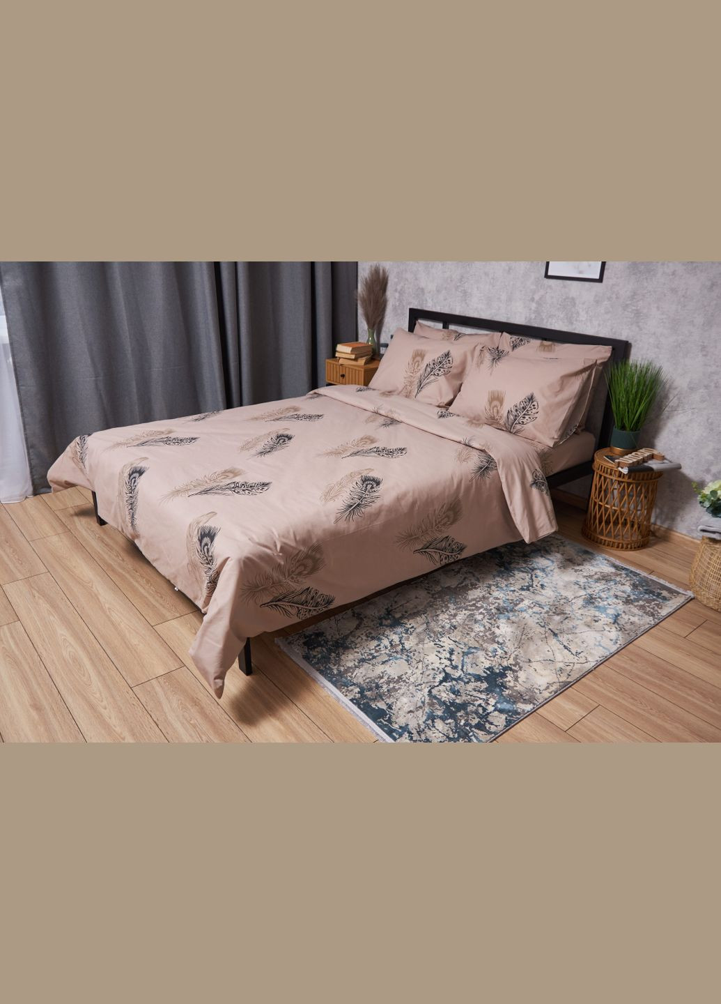 Комплект постельного белья Бязь Gold Люкс полуторный 143х210 наволочки 2х70х70 (MS-820003202) Moon&Star Feathers (288536193)