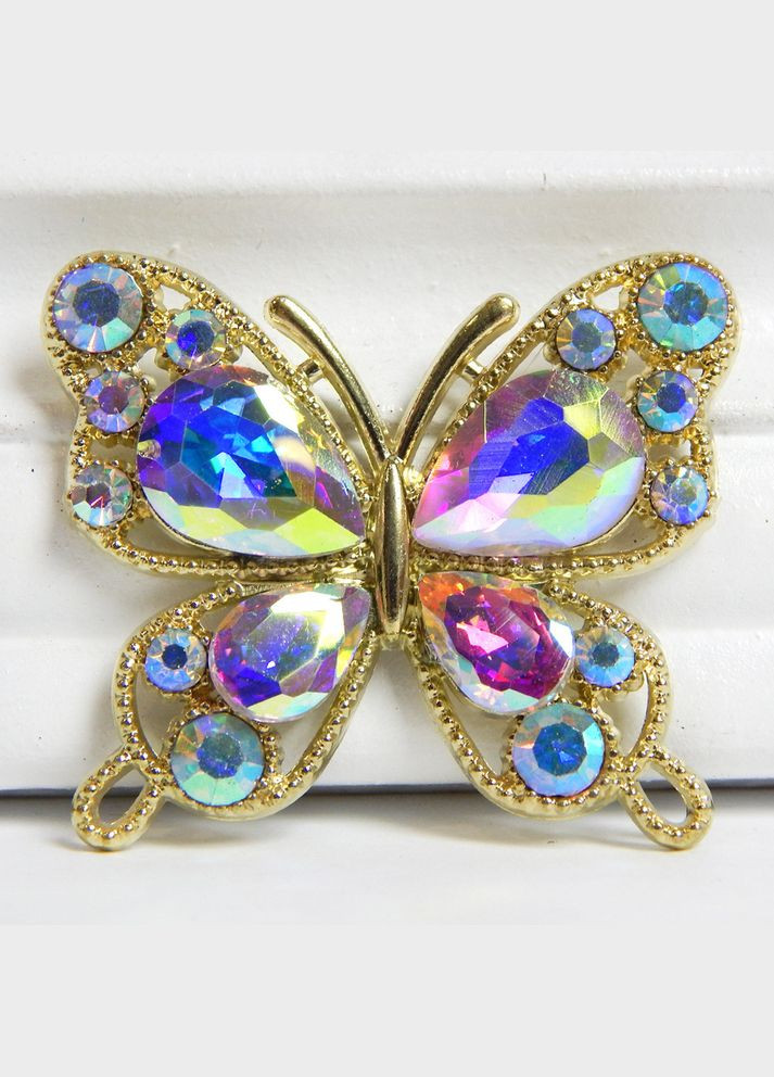 Стразовый декор Бабочка, основа-золото, 40х33 мм, хамелеон АВ No Brand (341731011)