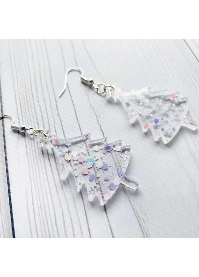 Серьги Ёлка с бело-розовыми блёстками CASE CONTROL (360671472)