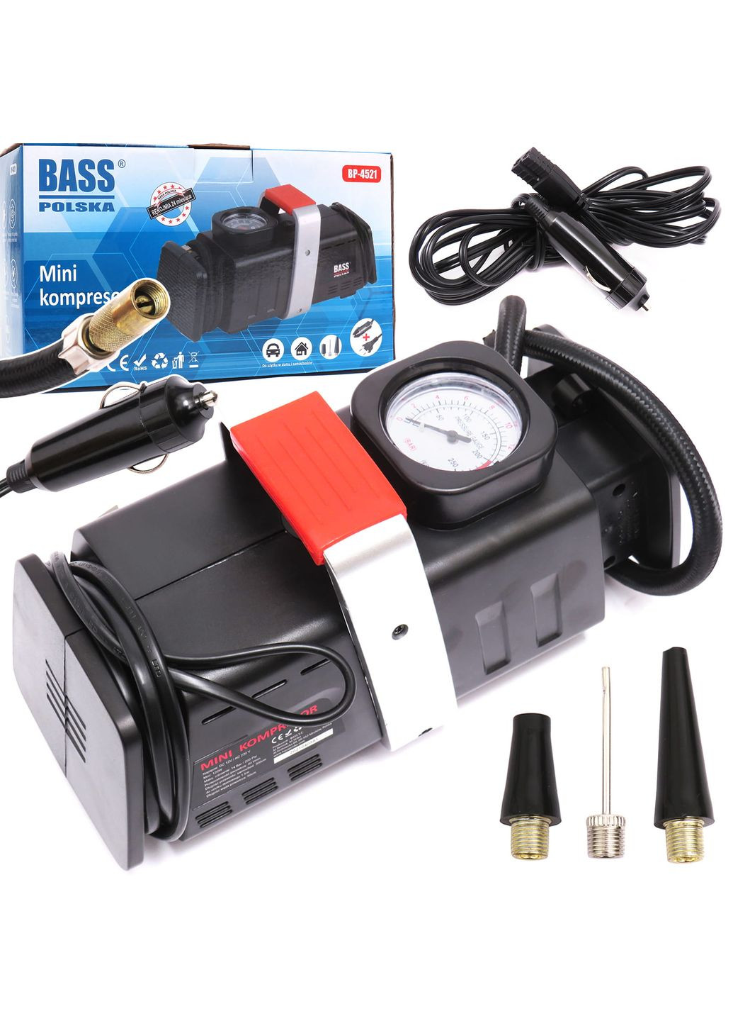 Міні компресор, портативний, 12В/230В, 4521 Bass Polska (368698309)