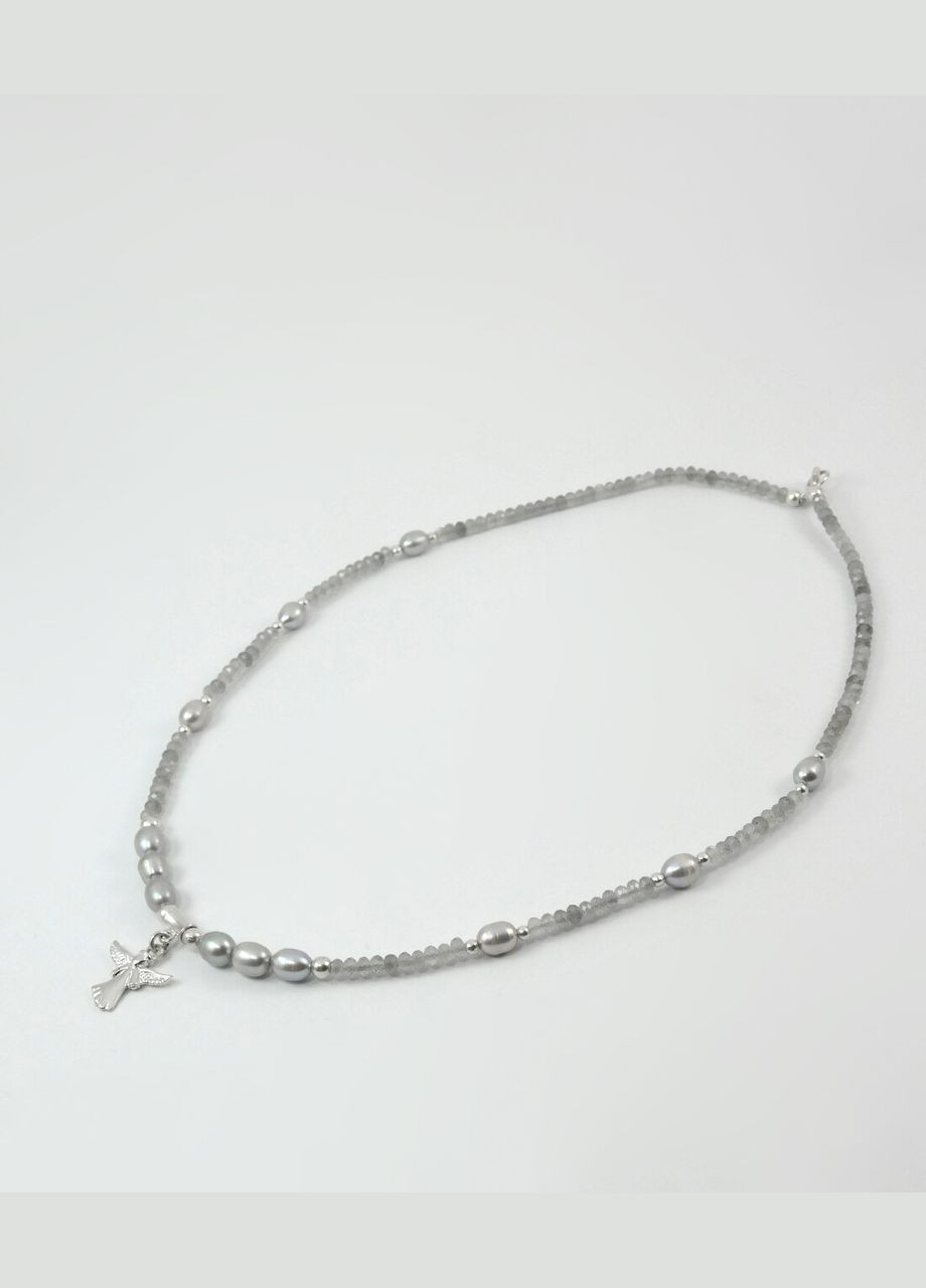 Намисто "Полярне сяйво" Перли, Лабрадор, срібло Fursa fashion (322314017)