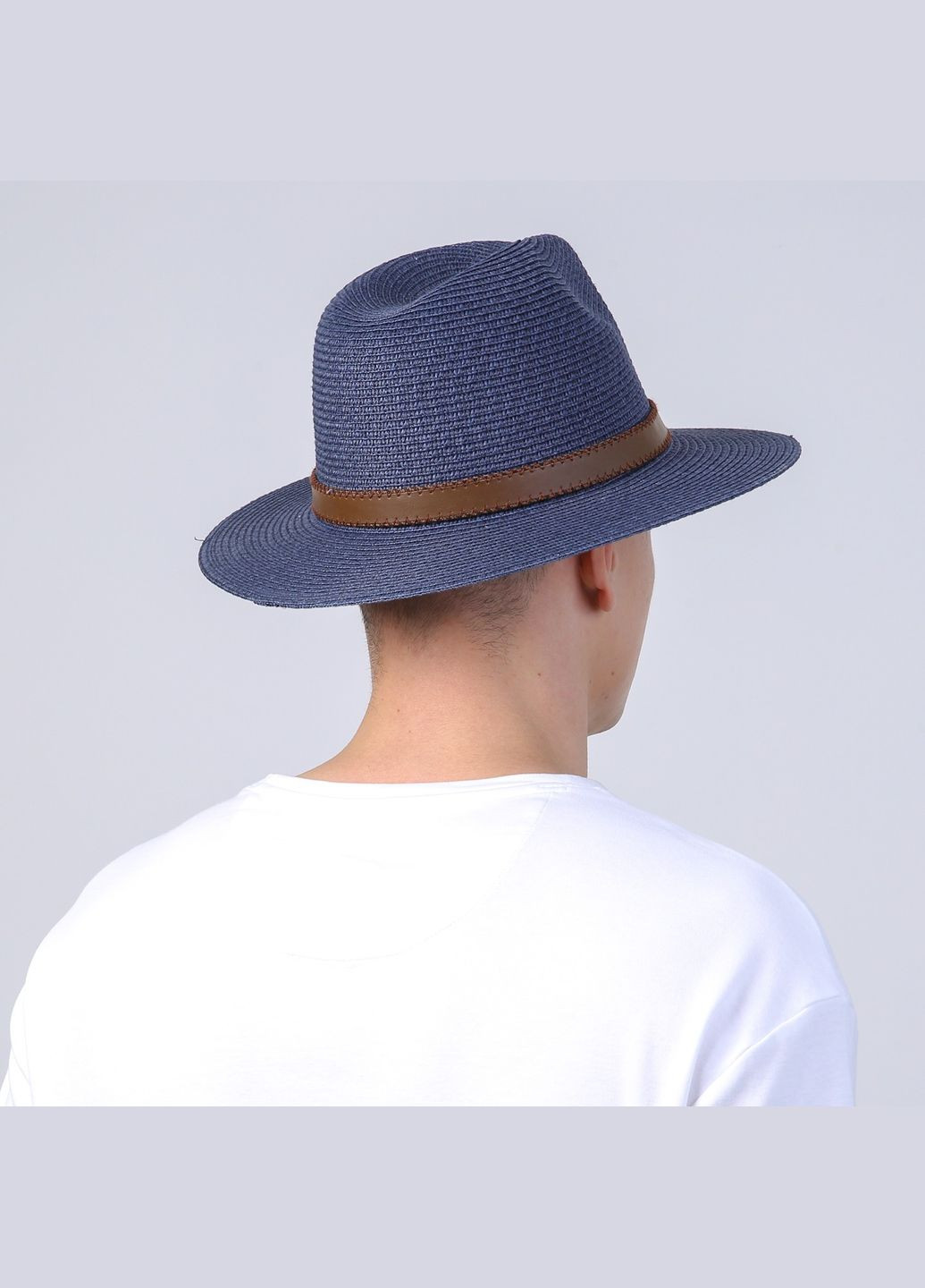 Капелюх федора чоловічий папір синій BAY 376-046 LuckyLOOK 376-046М (341675415)