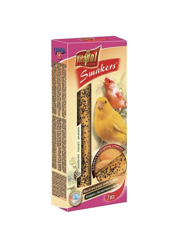 Smakers Snack корм для канарок з бісквітом та маком 2 шт / 50 г Vitapol (276973523)