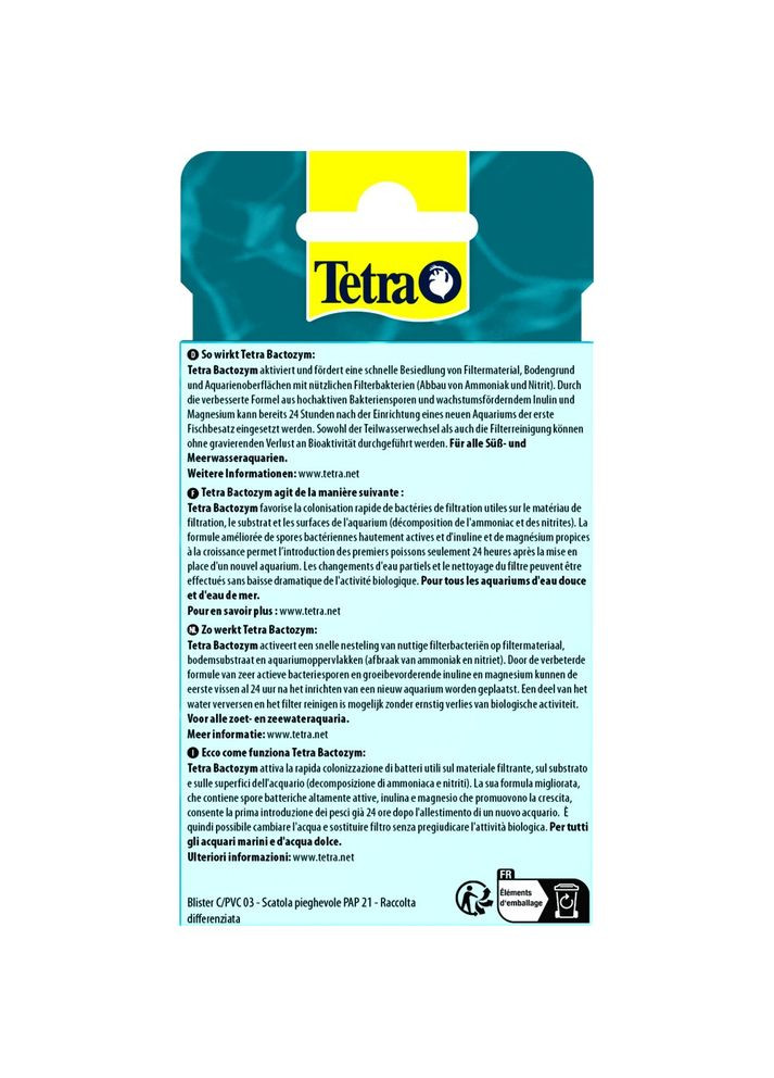 Bactozym для аквариума для стабилизации биологического равновесия, 10 таблеток, на 1000 л Tetra (355254444)