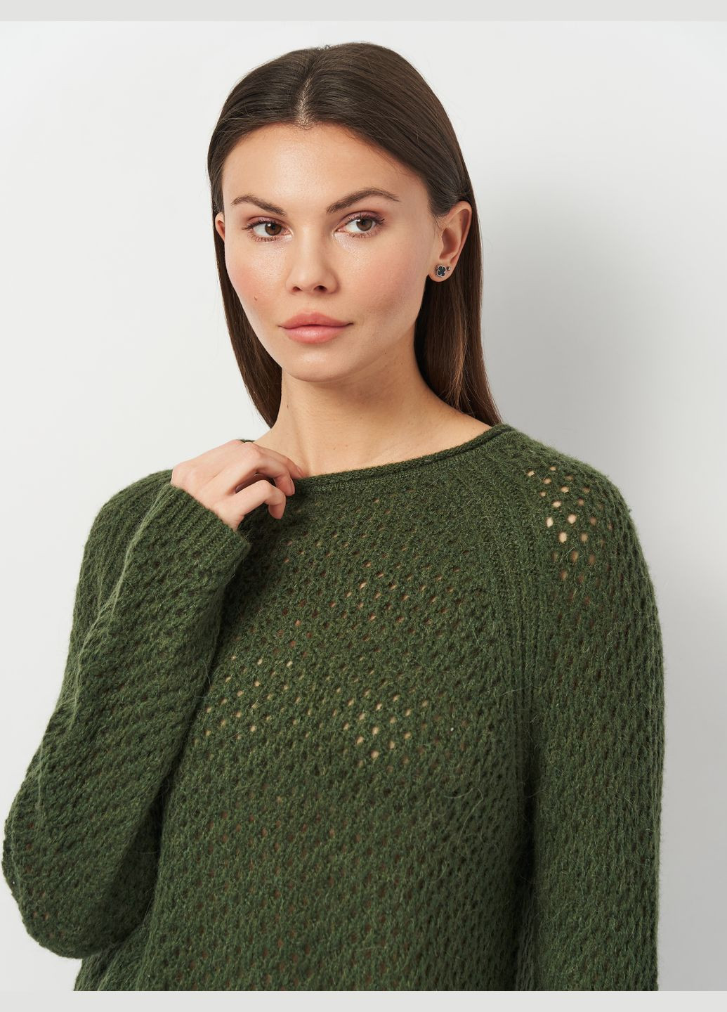 Зелений демісезонний светр в складі з вовною Massimo Dutti