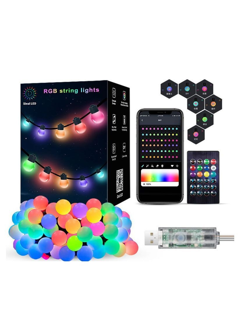 Гирлянда Smart “Матовый шарик”10м ( с Bluetooth, APPуправлением и пультом (USB) No Brand - (365815667)