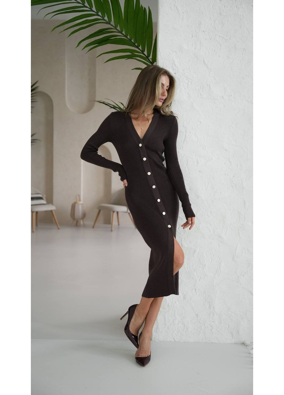 Коричневое повседневный платье женское Україна однотонное