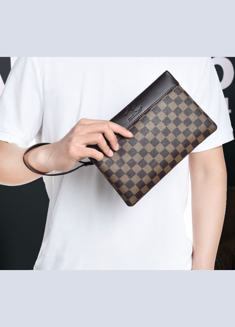 Мужской большой клатч барсетка портмоне на ремешке Коричневый No Brand (314455100)