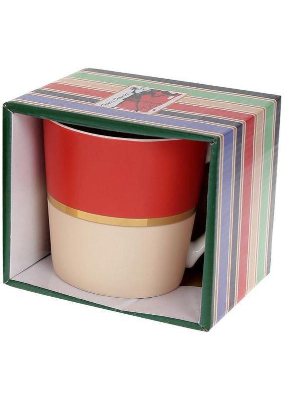 Кружка фарфорова "Джайв" 390мл, червоний з бежевим, в подарунковій упаковці Bona (330139131)