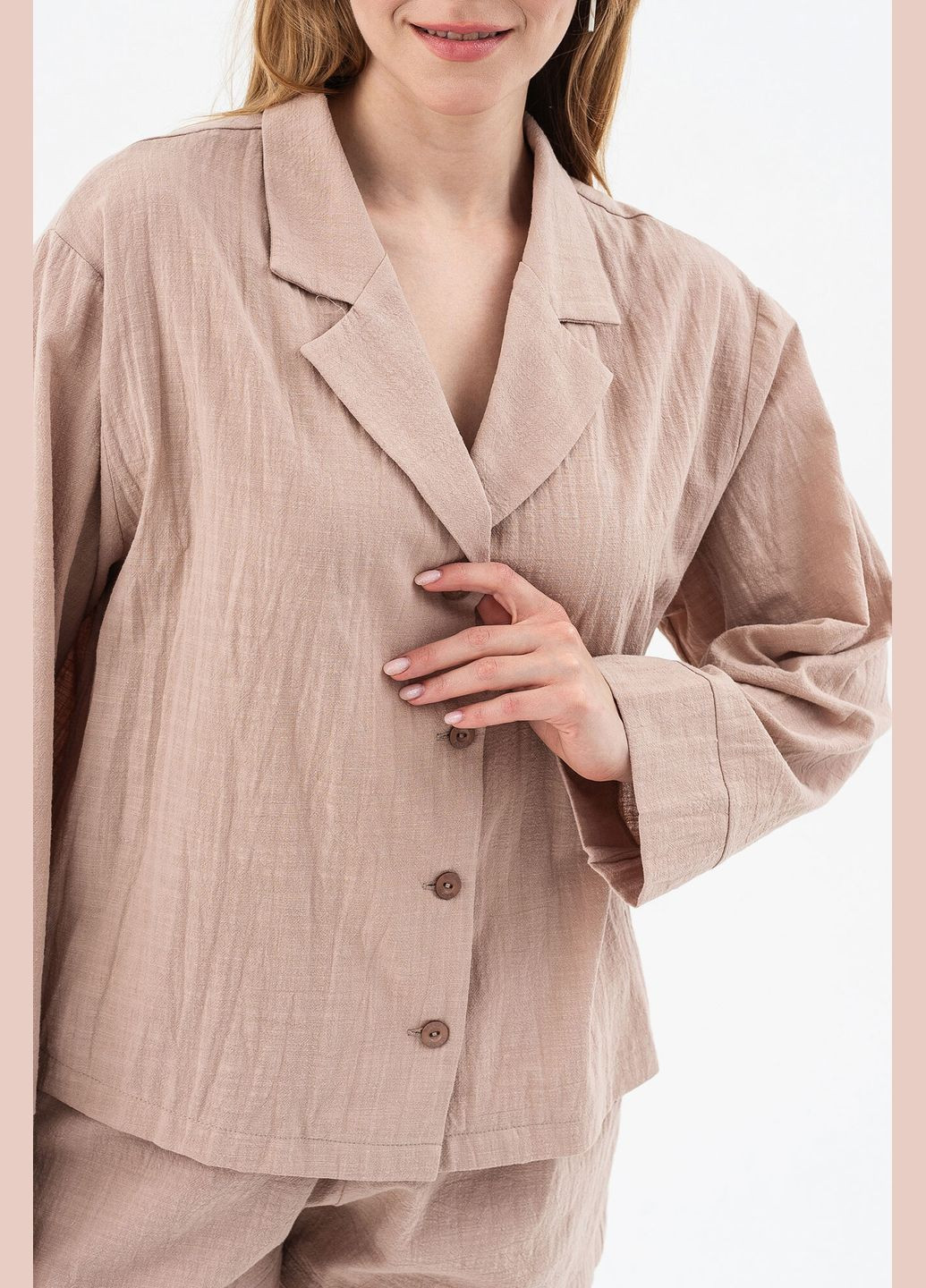 Бежевая рубашка однотонная Garne