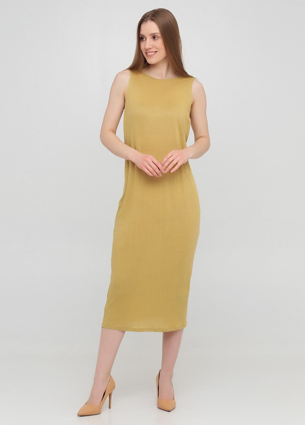 Оливкова кежуал сукня H&M однотонна