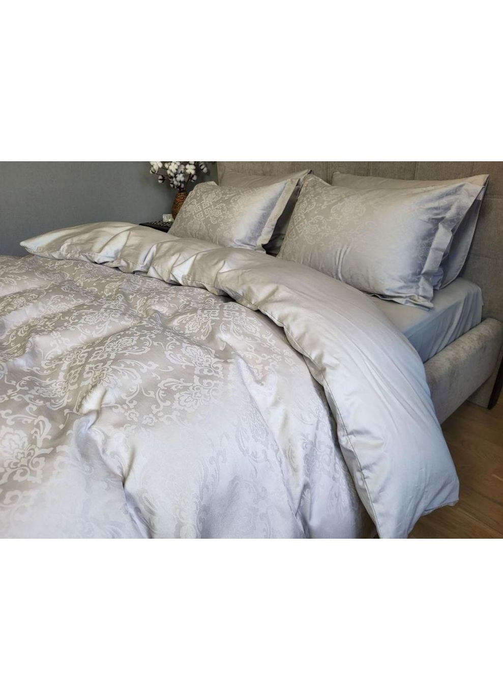 Постельное белье CASPE GREY, сатин Полуторный размер, наволочки 50/70 No Brand (364219540)