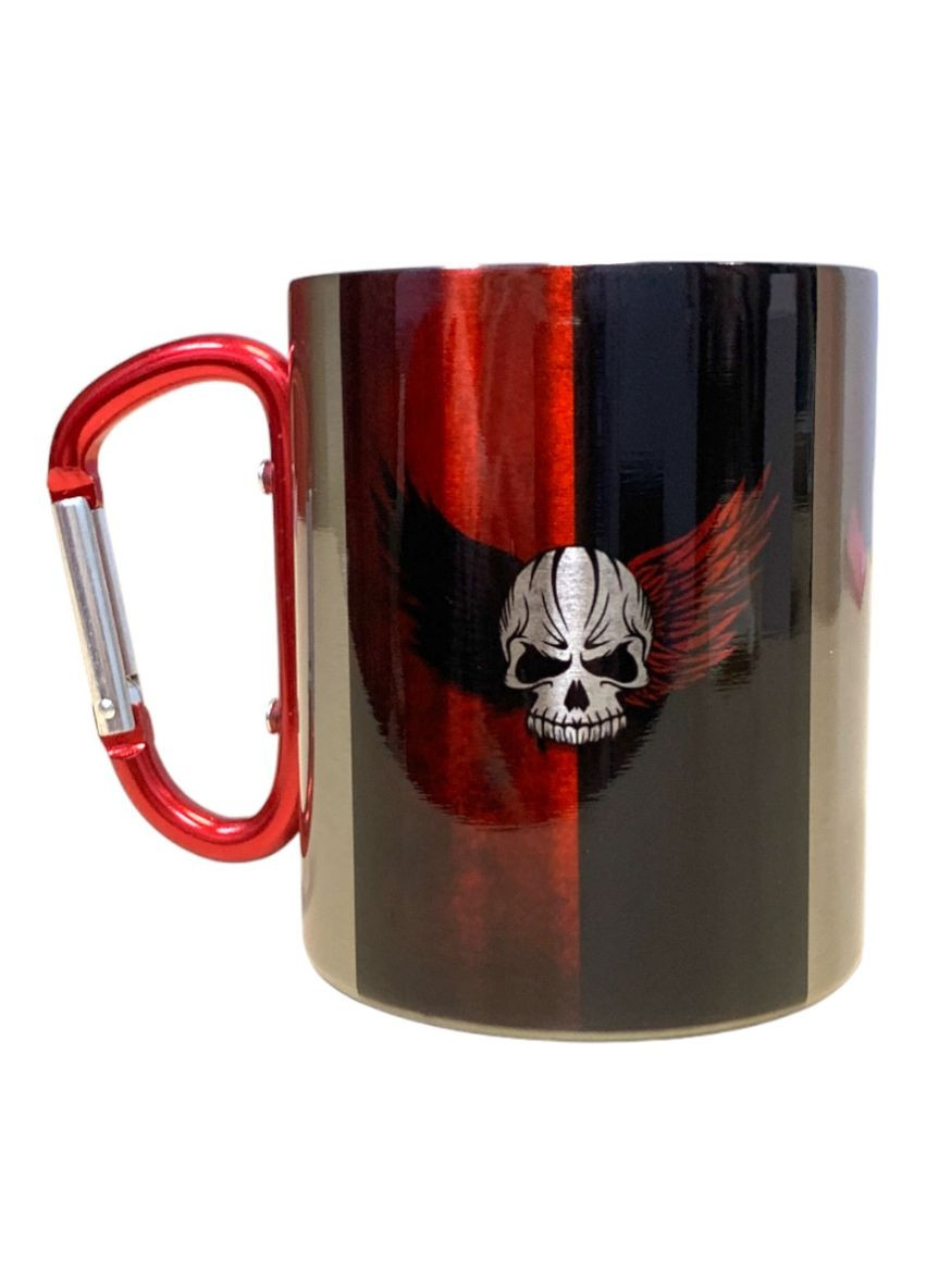 Кружка металлическая с серебряным карабином сублим. черная серия №39 4PROFI (340473170)