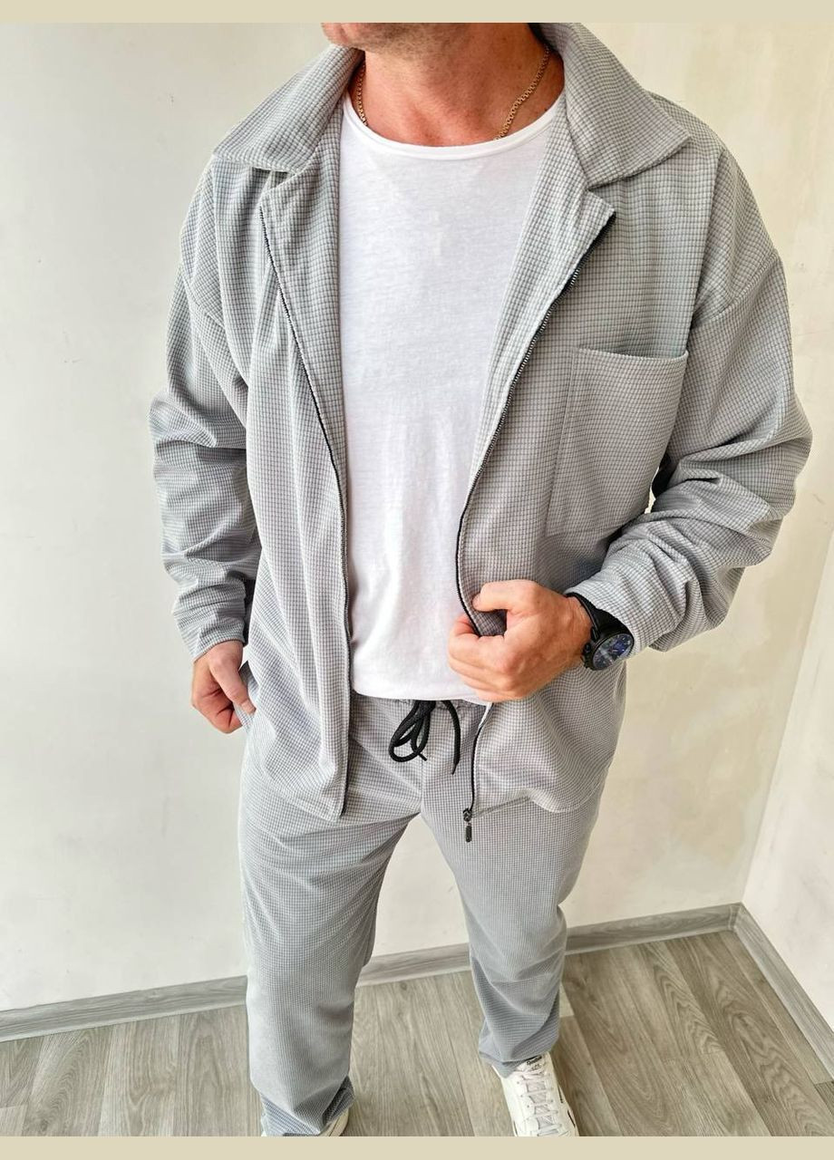 Серый демисезонный костюм вельвет-кубик высококачественный материал No Brand