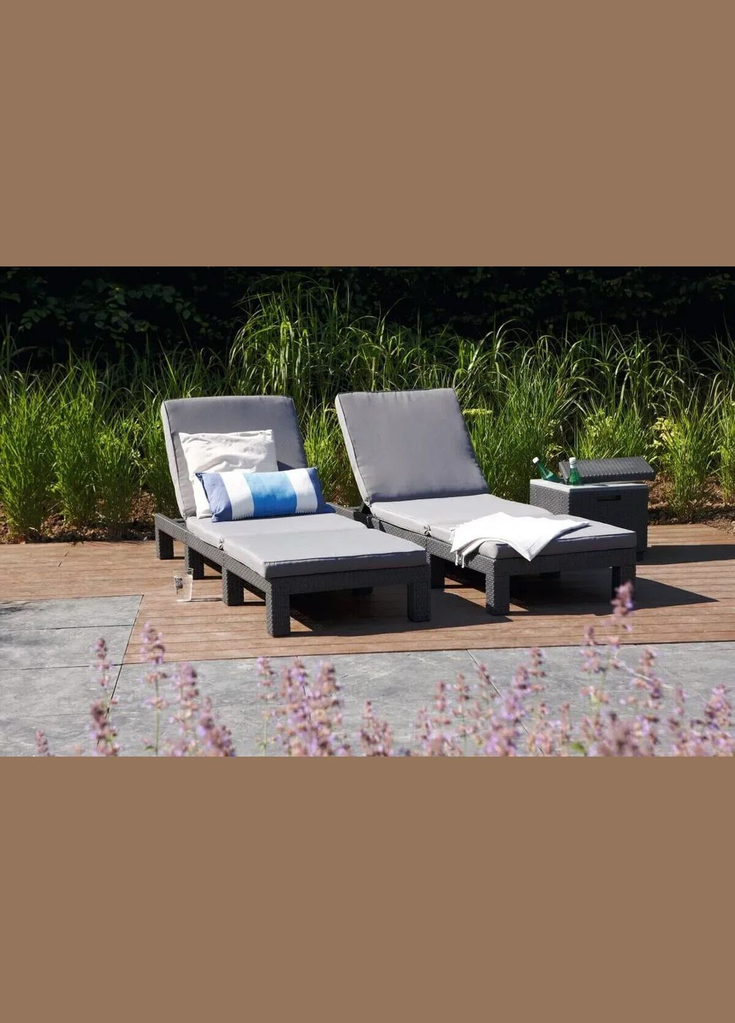 Шезлонг раскладной пластиковый с подушками Allibert Daytona (17211632) Keter (367982802)