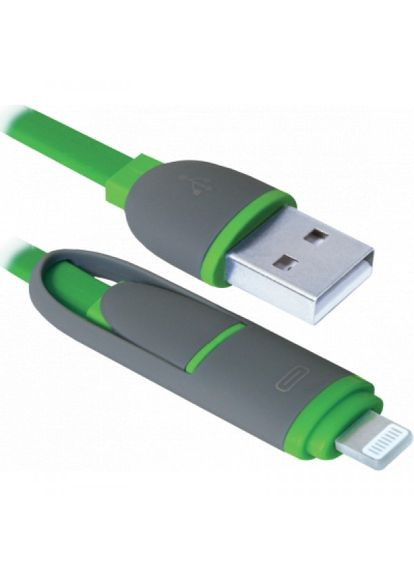 Дата кабель USB1003BP USB - Micro USB/Lightning, green, 1m (87489) Defender usb10-03bp usb - micro usb/lightning, green, 1m (268145695)