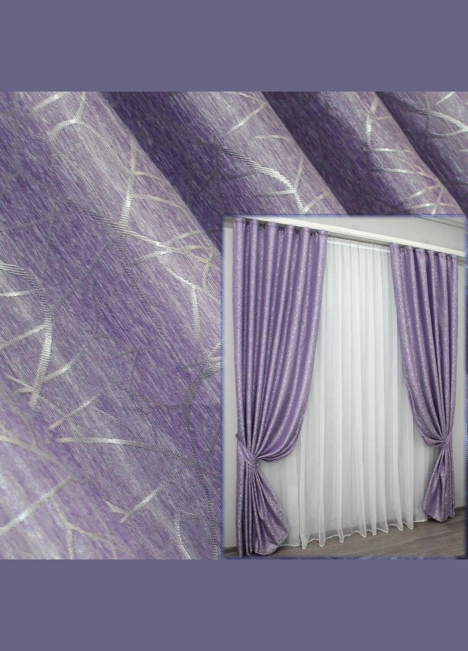 Набір штори для спальні мармурові жакард Фіолетовий 200x270 см (Е1011010B-3) No Brand (306633090)