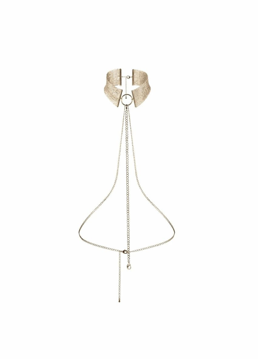 Золотистый демисезонный ожерелье-ошейник с цепочкой indiscrets золотое, 59 см Bijoux