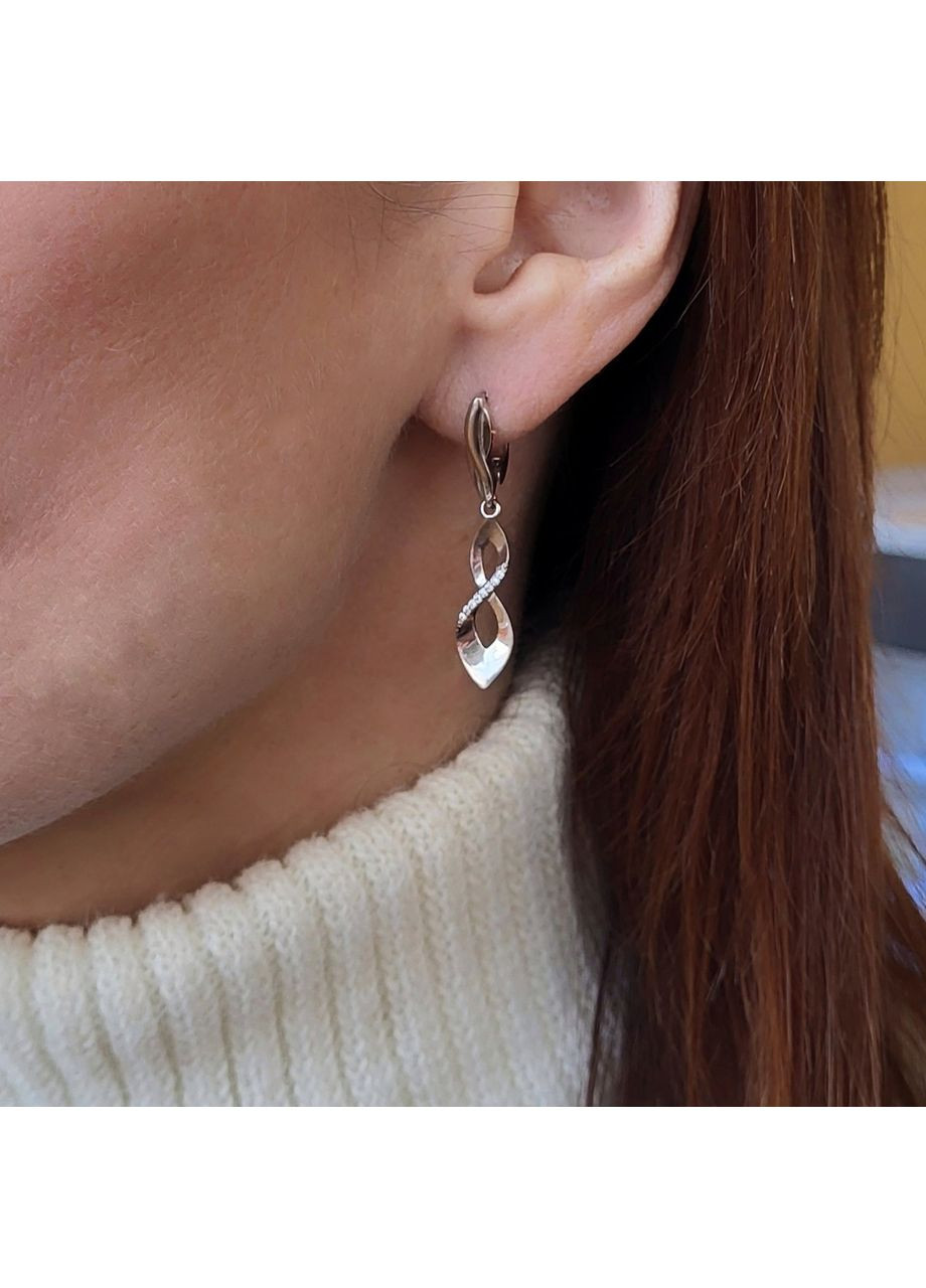 Серебряные серьги с подвеской в белых камнях серебро 925 пробы Родированное 3.40г 5873р No Brand (306743335)