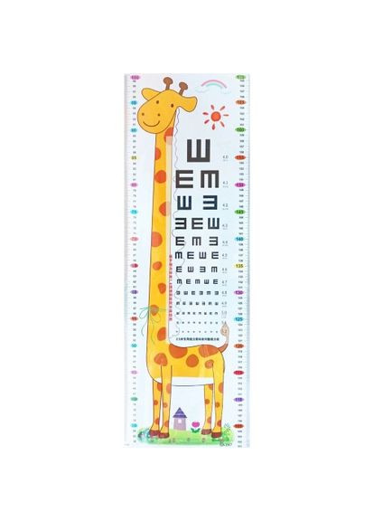Наклейка на стену детский ростомер Жирафик с таблицей проверки остроты зрения 78х24 см 33020 Разноцветный UKC (367958611)