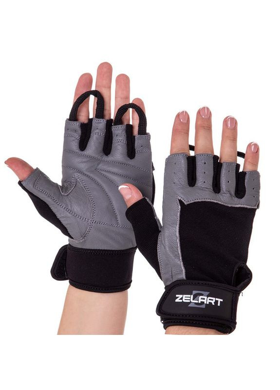Рукавички для фітнесу SB-161589 Чорно-сірий, (07363083) Zelart (323025163)