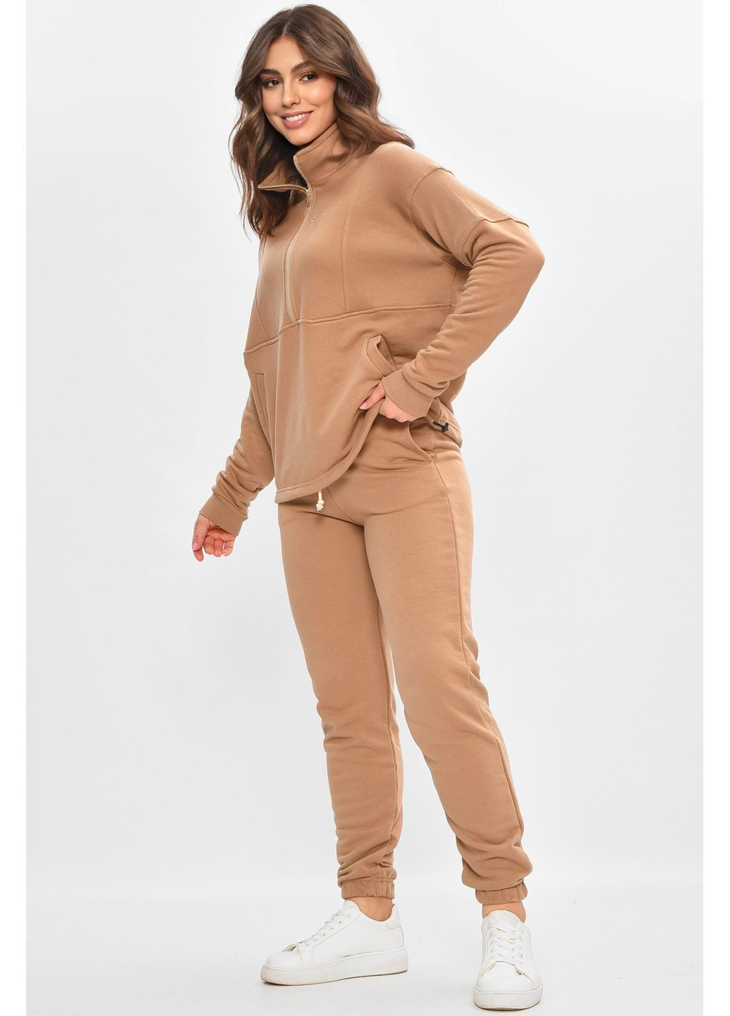 Спортивный костюм женский темно-бежевого цвета Let's Shop (362626986)