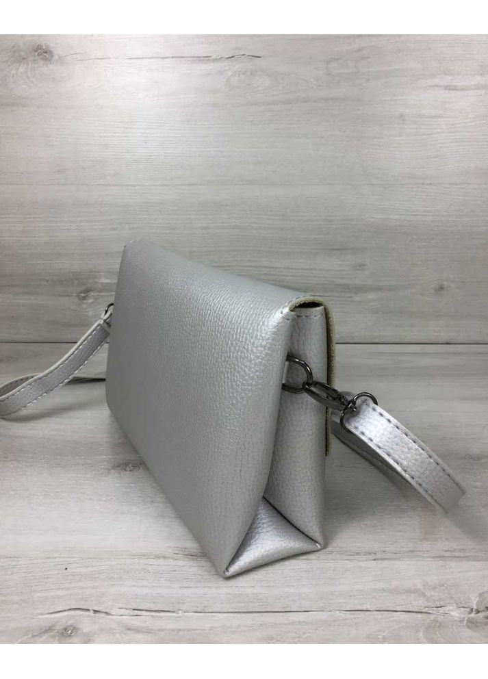 Жіноча сумка клатч срібло екошкіра для вечірнього виходу молодіжна сумочка з ручкою ProDobro (367264324)