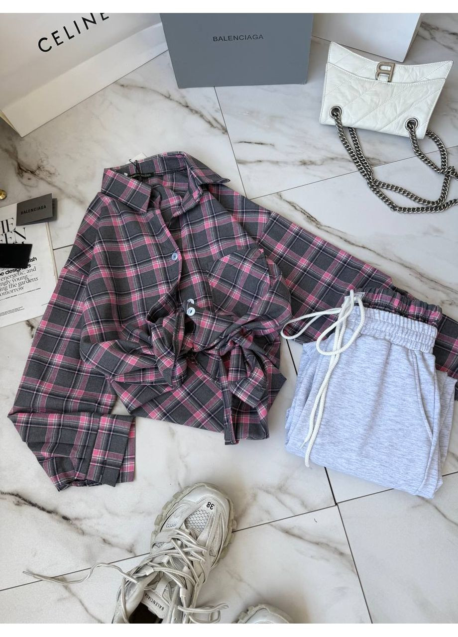 Женский костюм: клетчатая рубашка + спортивные штаны Україна (360544827)