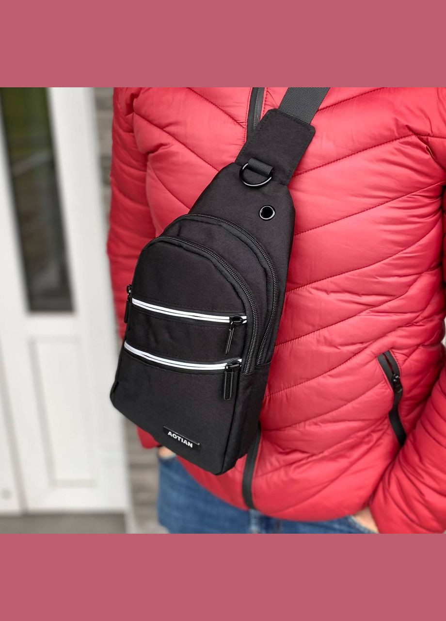 Чоловіча чорна міцна сумка нагрудна бананка слінг крос боді через плече Street Pro 2.0 JP (303282069)