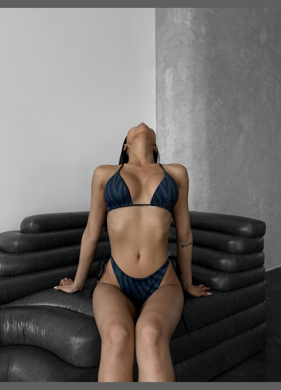 Синій літній стильний роздільний жіночий купальник роздільний Ghazel