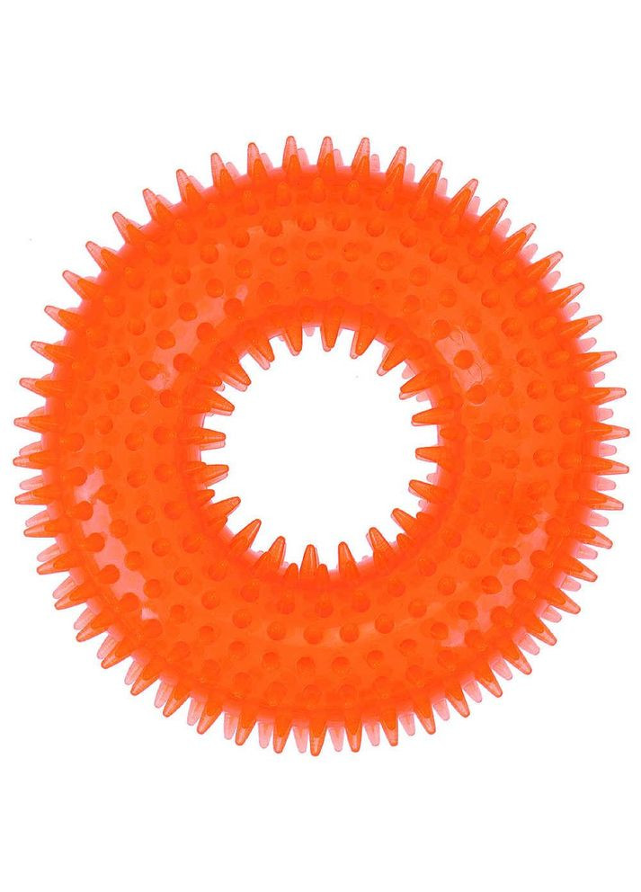 Іграшка для собак Dental Gum кільце з шипами та пищалкою гумове помаранчеве, 12 см 484.48 TATRAPET (282959854)