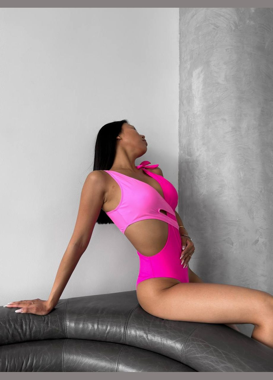 Розовый летний женский купальник слитный No Brand