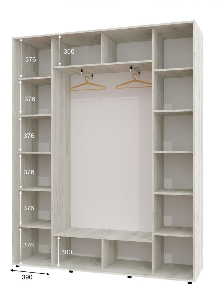 Шкаф-купе трехдверный 200*45*250 см Дуб крафт белый 3 двери ДСП ШК-05 Алекса (360453062)