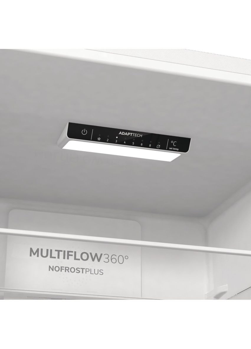 Холодильник з нижн. мороз. камерою NRK6201PW4, 200х60х60см, 2 двері, 235( 96)л, А+, NoFrost+, Зона св-ті, LED Диспл внутр,, Gorenje (364275240)