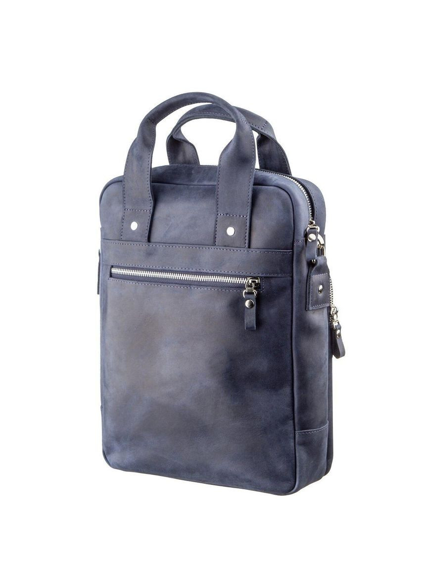 Стильна сумка під А4 вертикального формату в матовою шкірі 11170, Синя Shvigel (366880635)