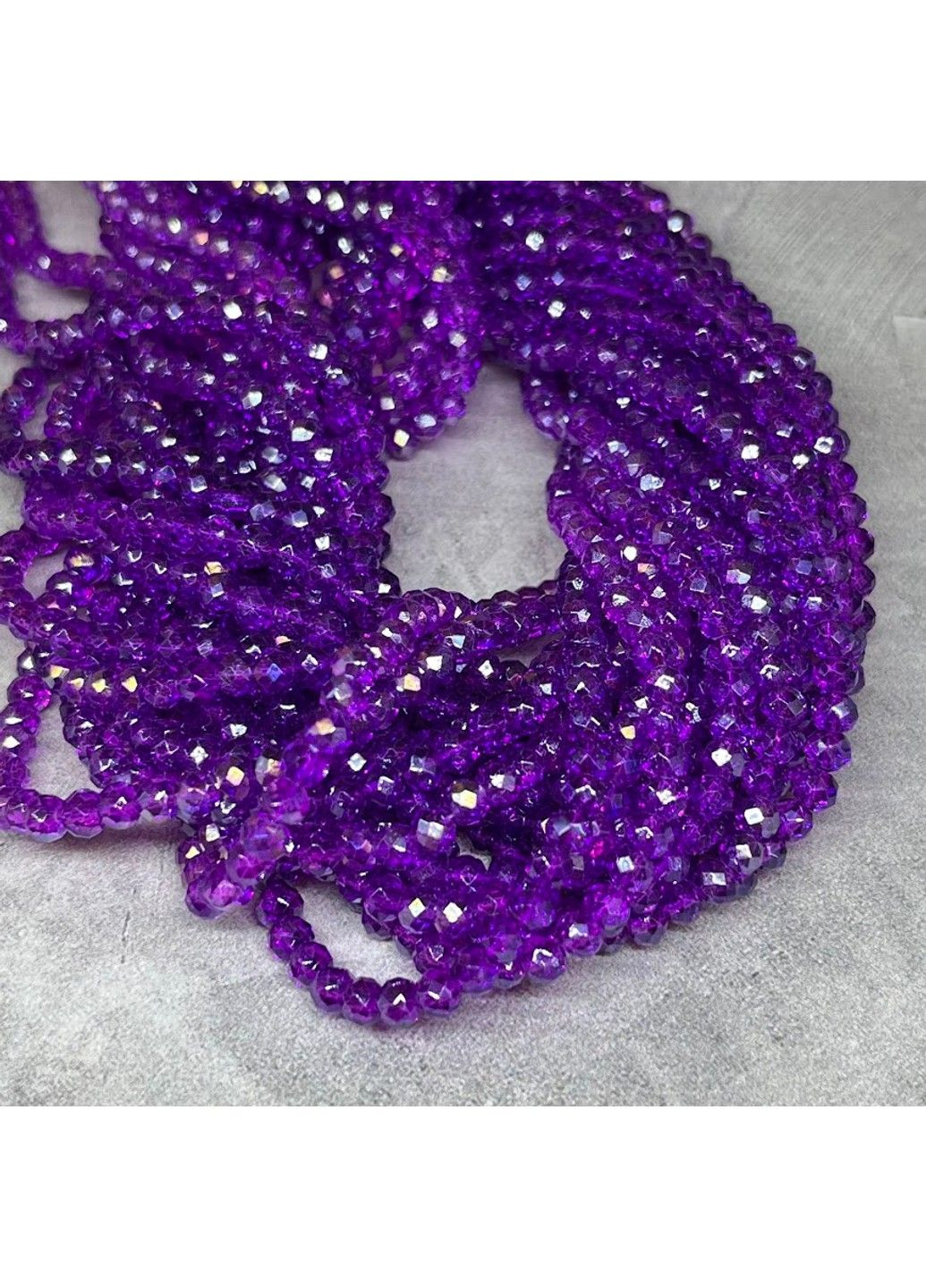 Бусинка Рондель 4*3 мм, цвет- фиолетовый (прозрачный), 1-нить ≈125-135 шт No Brand (316260416)