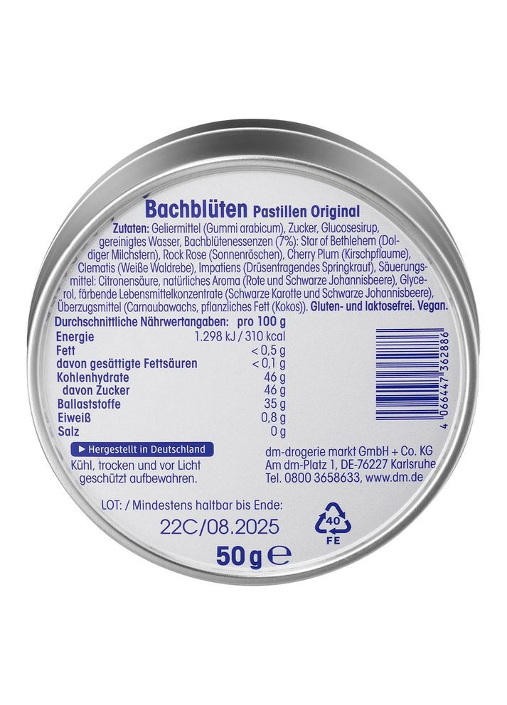 Пастилки квітки Баха Bachblüten, 50 г, від DM (Німеччина) Mivolis (363052669)