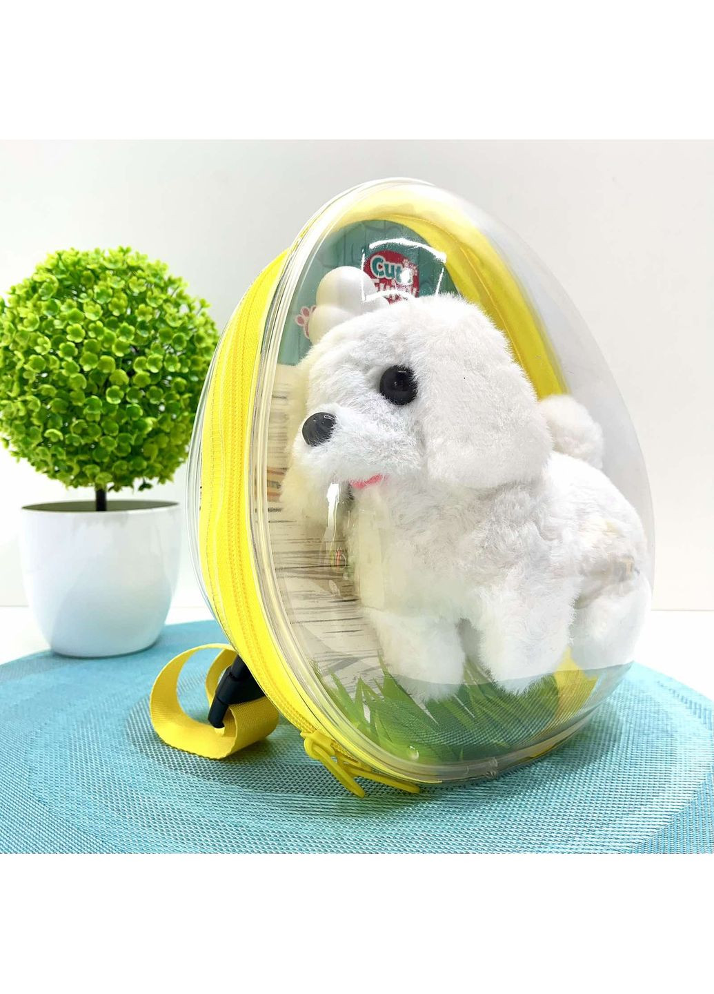 Собачка интерактивная ходит издает звуки шевелит хвостиком в рюкзаке Белая (777-23B) No Brand (352475257)