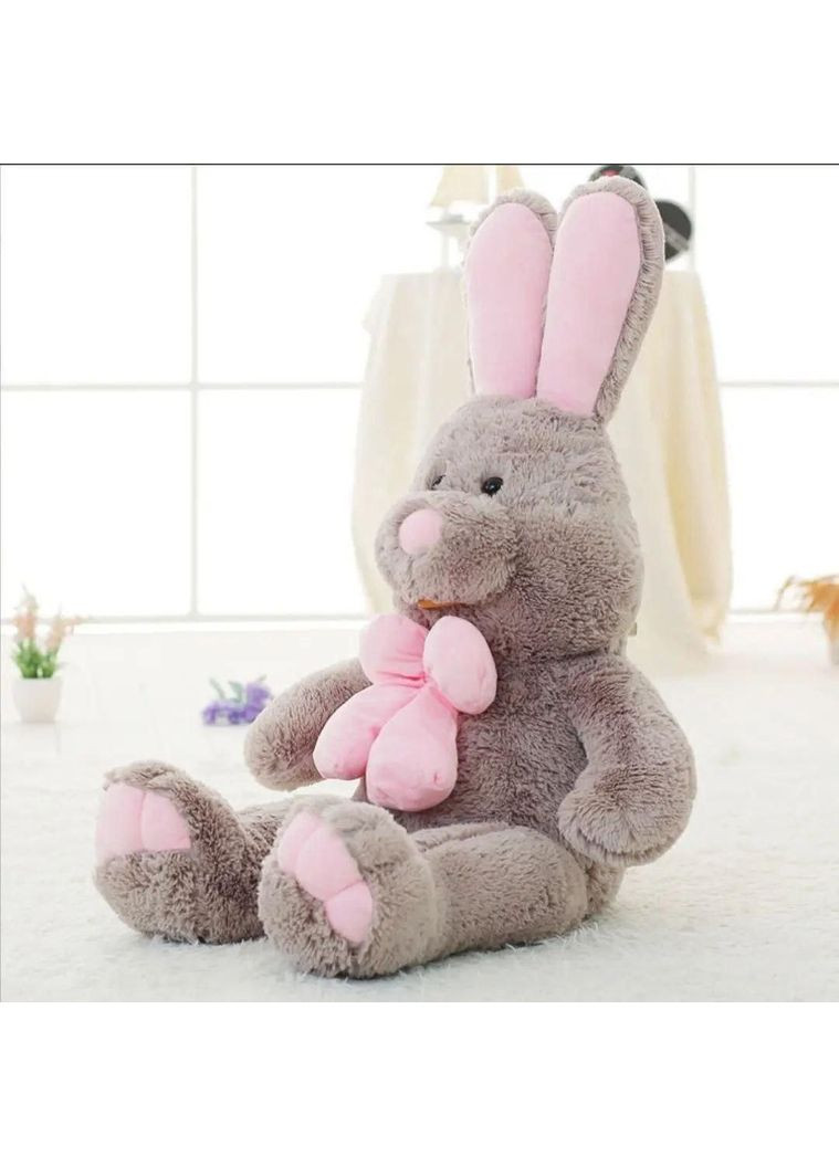 Яскрава гіпоалергенна іграшка-обіймашка Зайчик, М'яка пухнаста іграшка зайчик з вушками і бантиком Fun Cat (361679168)