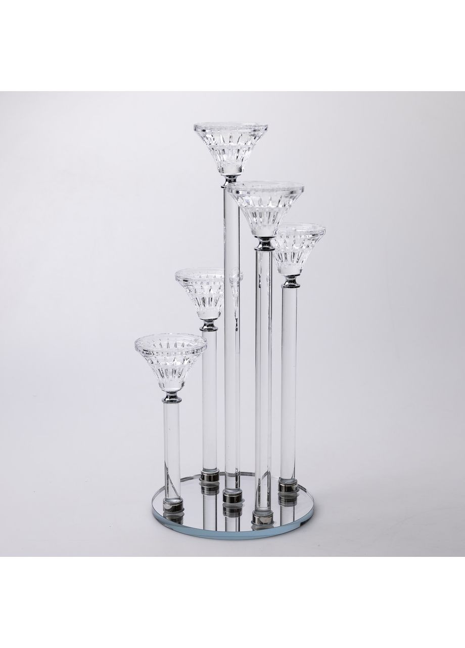 Підсвічник скляний на 5 свічок 16×37.5 см підсвічник декоративний на ніжці Yiwu (360454748)