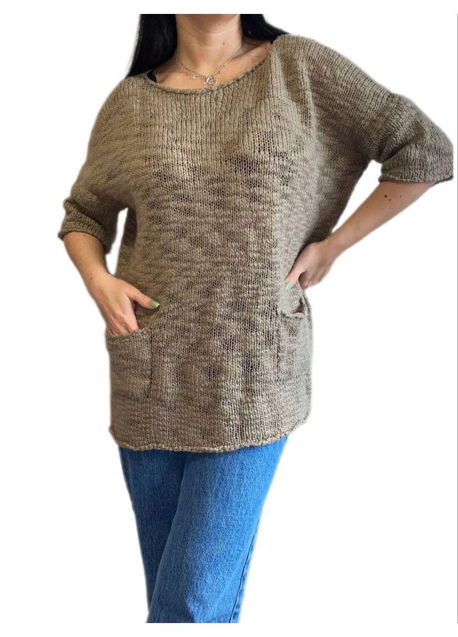 Кавовий демісезонний светр Wool & Cashmere