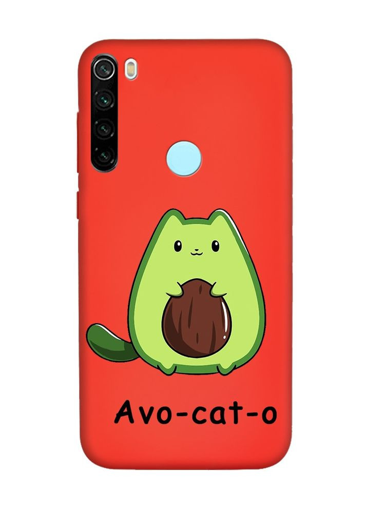 Матовий червоний чохол на Xiaomi Redmi Note 8T:: Котик Авокадо (принт 306) Creative (360663185)