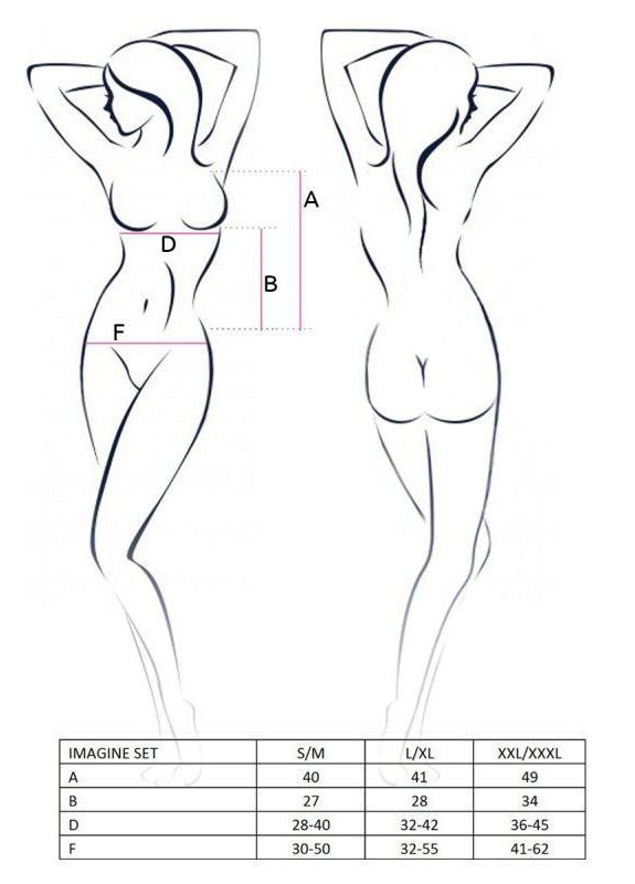 Черный демисезонный комплект белья imagine set openbra black xxl/xxxl - : лиф - мини-сорочка, трусики с оборками Passion