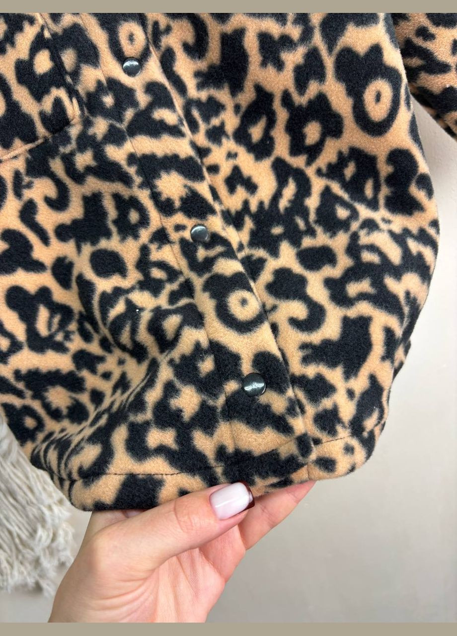 Черная повседневный рубашка леопардовый No Brand с длинным рукавом