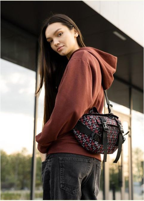 Сумка на пояс через плечо женская текстильная Черный 35565 Sambag (334673966)