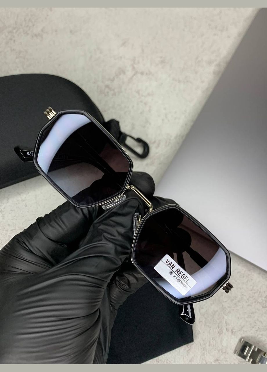 Сонцезахисні окуляри унісекс з поляризацією та UV-захистом, стильні окуляри в чорно-срібній оправі No Brand (345702284)