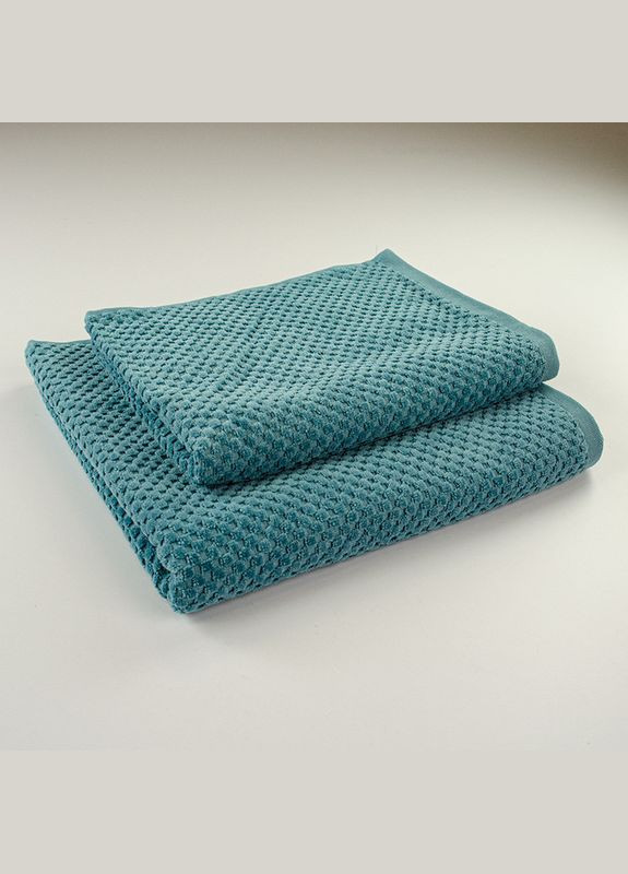 Набор махровых полотенец однотонных 2шт 50x90см, 70x140см Damask Премиум качества Жаккардовое с велюром 550г/м2 (Изумрудный) GM Textile изумрудный