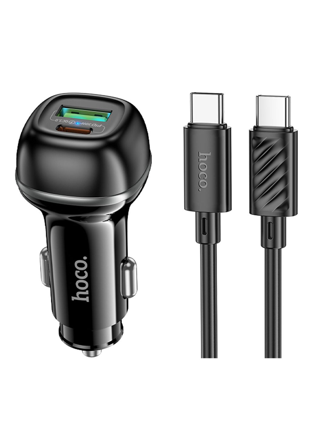 Автомобильное зарядное устройство Z58A 1USB/1USB-C QC/PD48W+Type-C to Type-C Hoco (340912814)