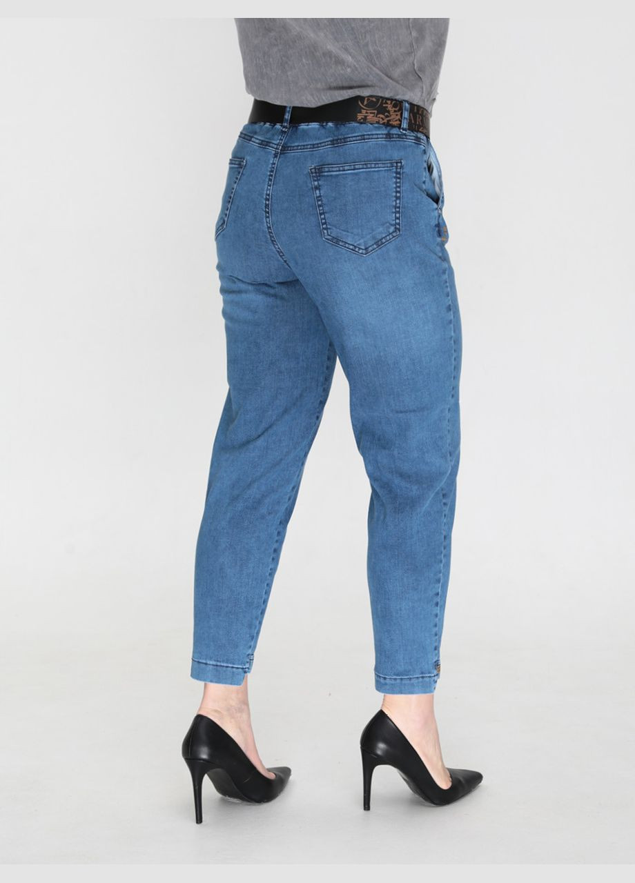 Джинси жіночі світло-сині МОМ тонкі зі стрейчем великі розміри MOM CARMITO - (322999550)