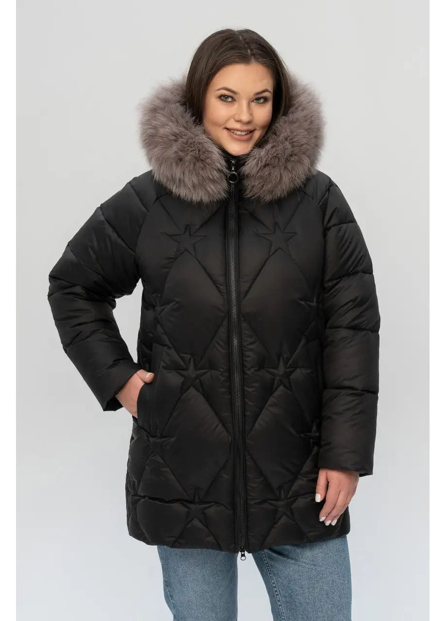 Черная зимняя зимняя куртка женская большого размера SK